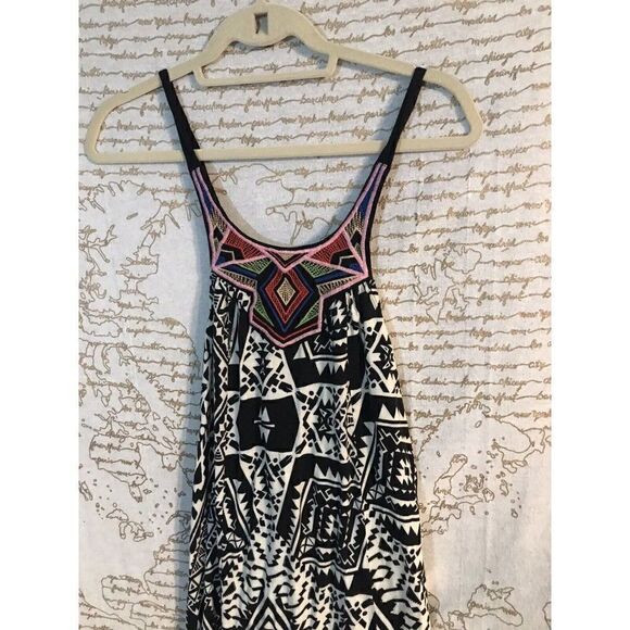 Flying Tomato SZ XS Boho Embroidered Maxi Dress Black Tribal.  x - Picture 4 of 11